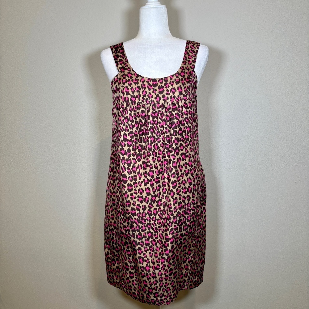 Michael Kors Silk Pink and Brown Animal Print Dress Size 6